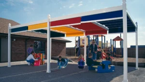 Aspen Vinyl Patio Cover with Colorful ShadeFlex Outdoor Canopies