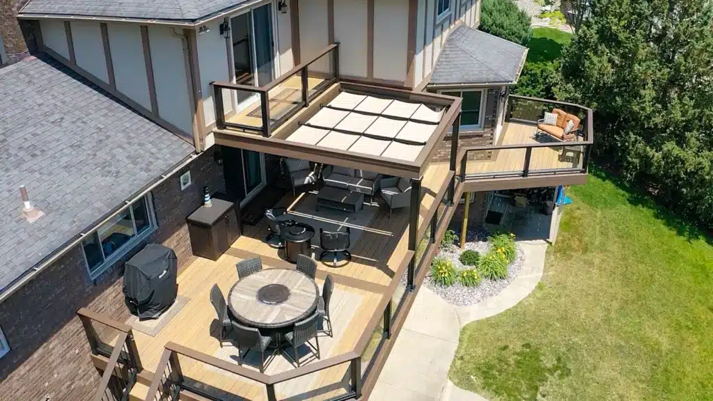 ShadeFlex Classic Outdoor Canopies on a Raised Deck Structure