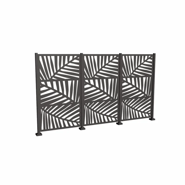 3D rendering of a Three Panel Trex Privacy Kit, Sago pattern, Statuary Bronze finish