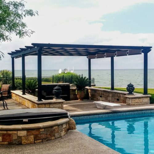 Atlas aluminum pergola with shadeflex retractable canopies
