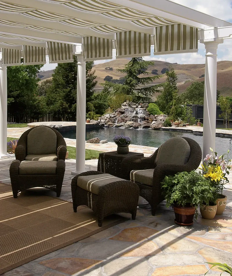 vista vinyl pergola with retractable canopies