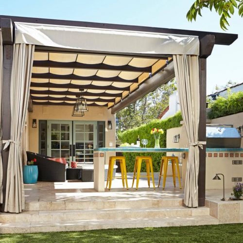 retractable canopies accent this space better than a louvered pergola